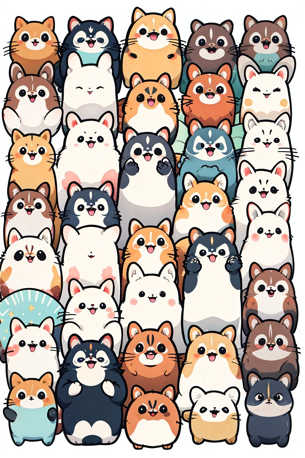 Animal emojis, (Happy Tanuki: 2.0),Crowded,