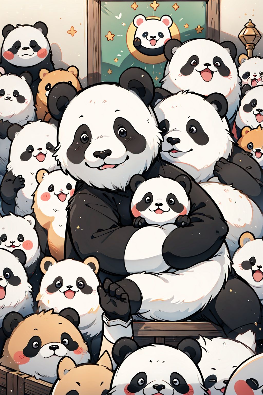 Animal emojis, (panda: 2.0),Crowded,