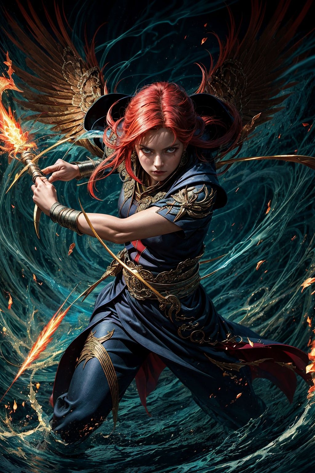From the depths of mystique arises a rogue wizard of red lightning—scales shimmering,  intricate wings unfurling with deli...