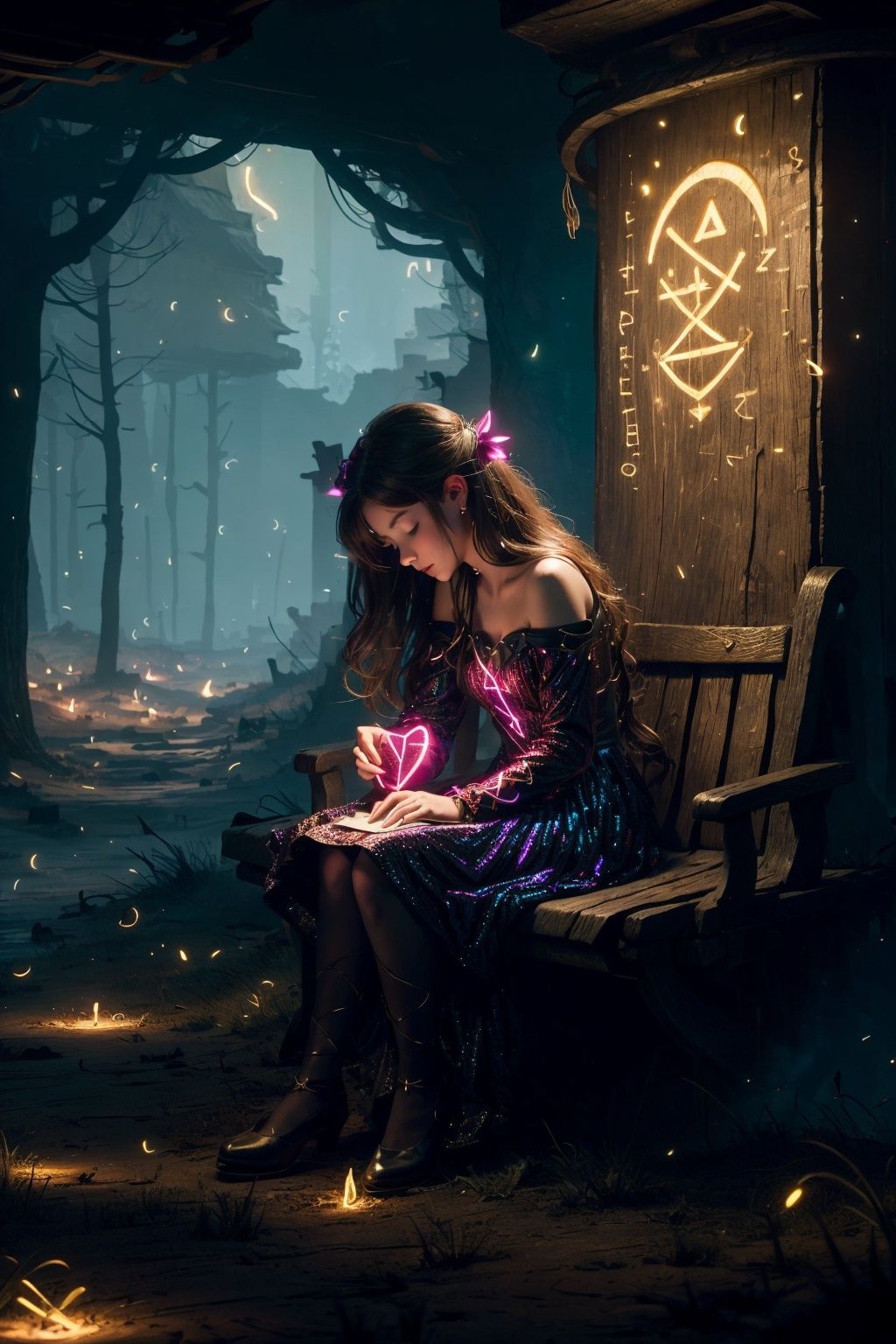 Aidan girl,  fairy sleeping in the metro sequins fireflies,  samdoesart on Tensor.Art