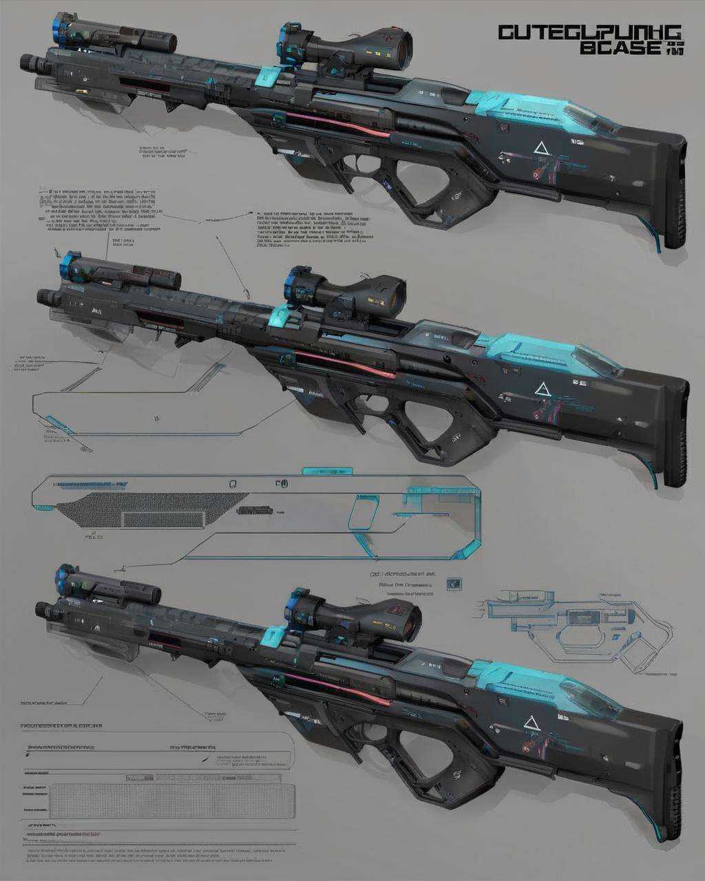 a ultra realistic rifle,  concept art,  diagram on Tensor.Art