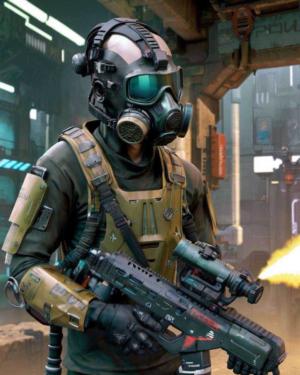 cyberpunk,  ,  soldier on Tensor.Art