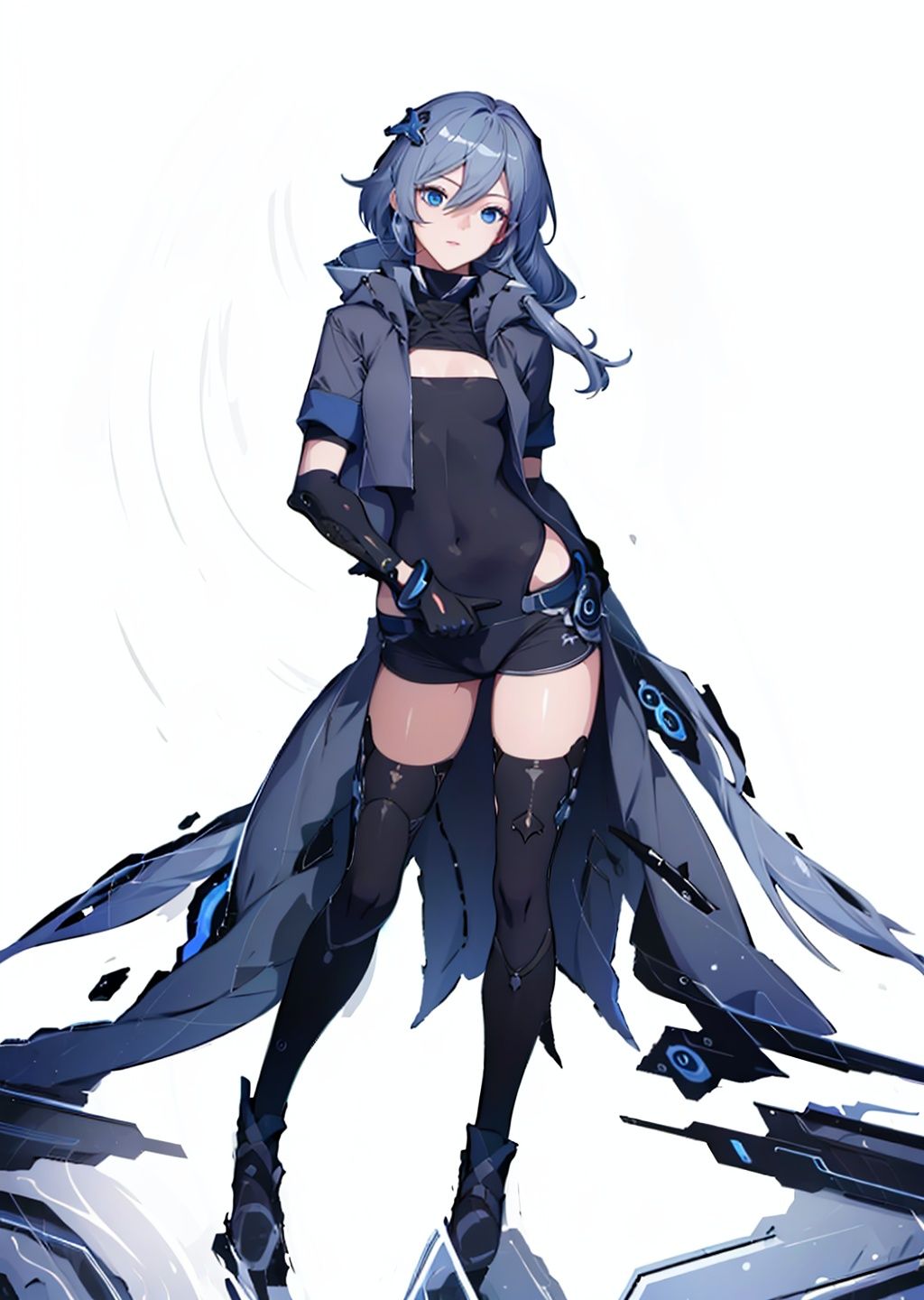 (masterpiece:1.3), (the best quality:1.2), (super fine illustrations:1.2), (Masterpiece), high quality, high detail, (white background:1.2), looking at viewer, (SOLO:1.4), outline, simple background, ,  blue_eyes, hair_between_eyes, fu_hua, 
