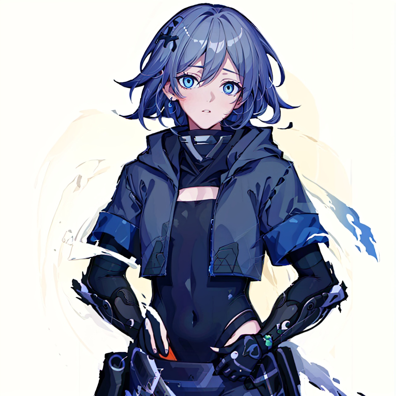  (masterpiece:1.3), (the best quality:1.2), (super fine illustrations:1.2), (Masterpiece), high quality, high detail, (white background:1.2), looking at viewer, (SOLO:1.4), outline, simple background, , blue_eyes, hair_between_eyes, fu_hua,