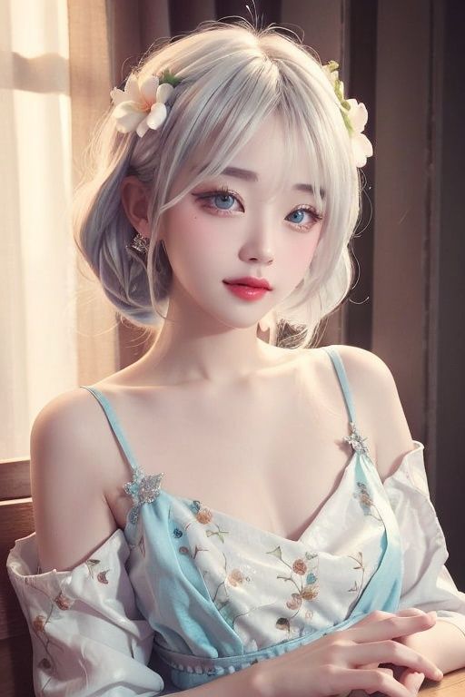 1girl,  Floral motifs,  luminous skin on Tensor.Art