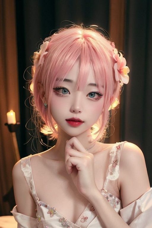 1girl,  Floral motifs,  luminous skin on Tensor.Art