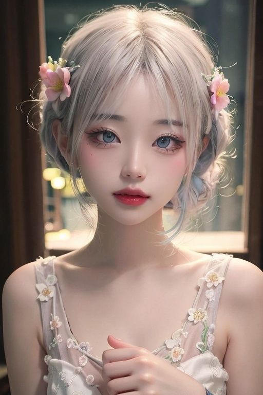 1girl,  Floral motifs,  luminous skin on Tensor.Art