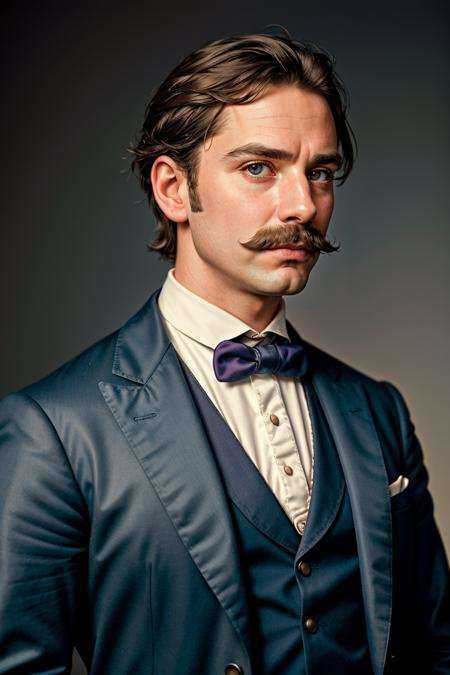 Hyper detailed captivating photograph portrait of a cool and confident victorian gentleman with moustache,  | victorian lo...
