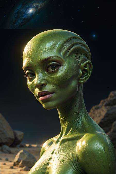 alien body ,  green skin,  alien planet on Tensor.Art