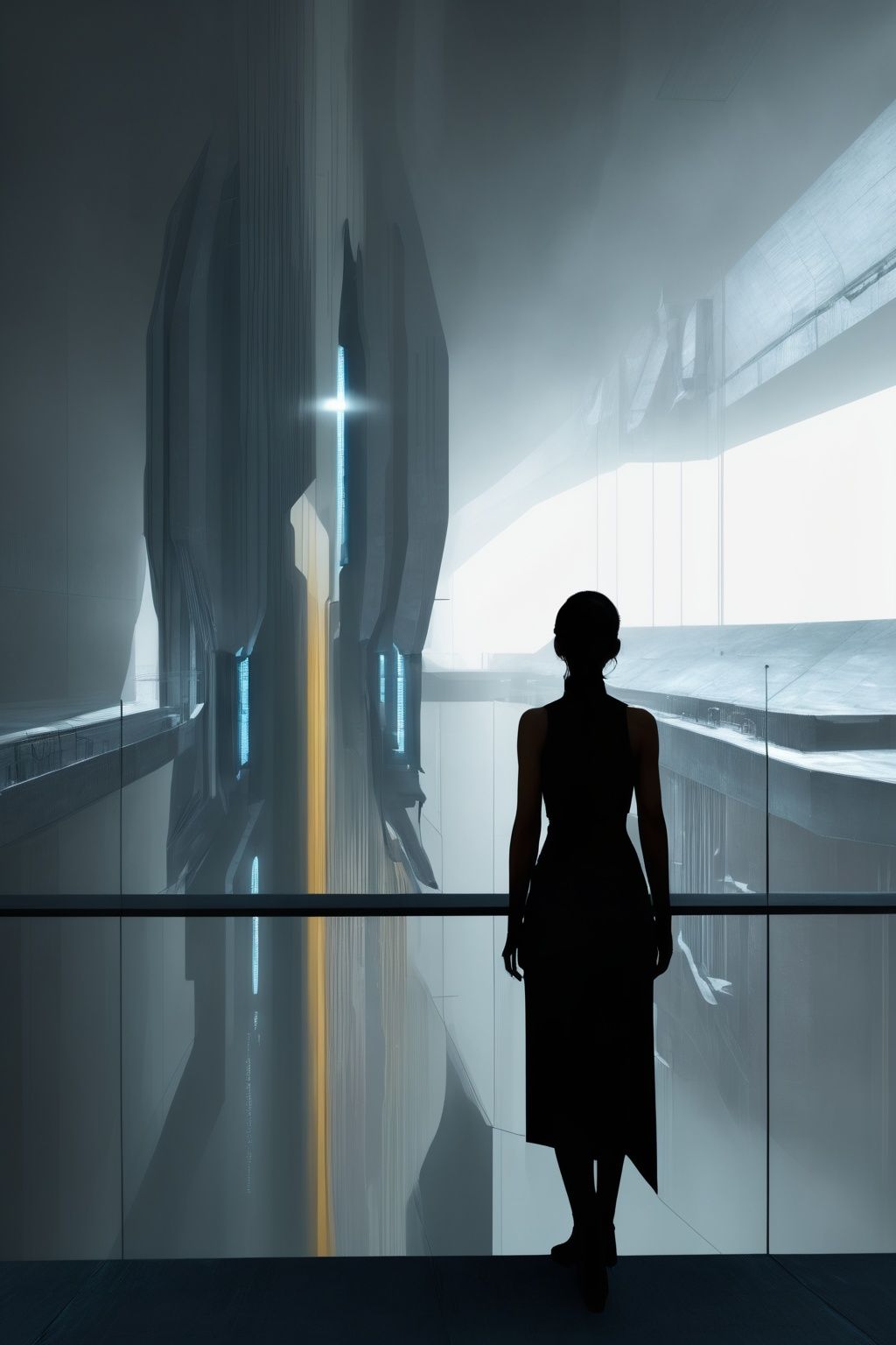 masterpiece, best quality, 8k, high resolution, an award-winning photograph of hl2citadel, a wide shot of a woman looking afar, scenery, no humans, concept art