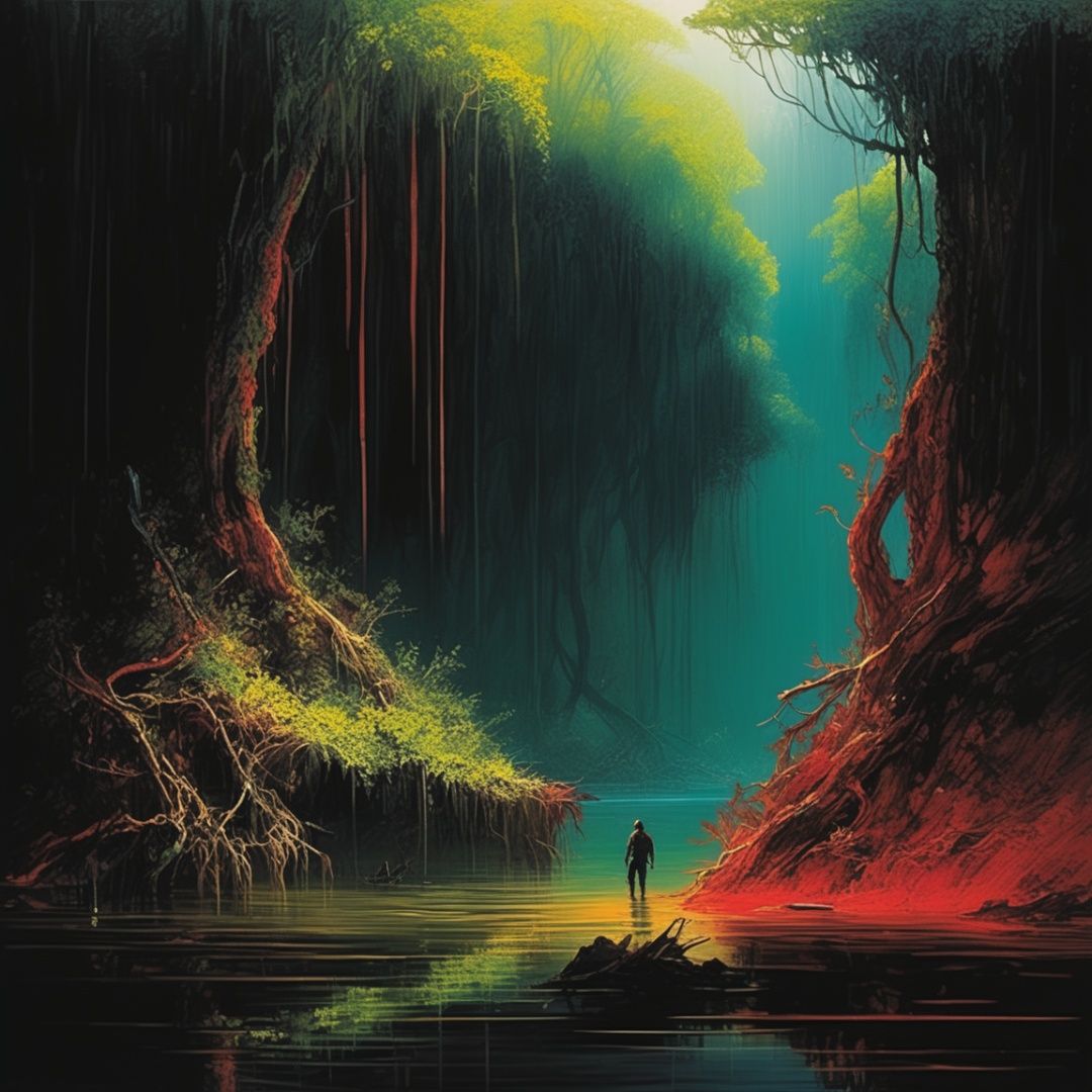 (art), (2D), horror style,  (style of John Martin:1.3) 
(masterpiece,best quality:1.5),
Cortavientos, Mangrove,Spring, lacey chabert