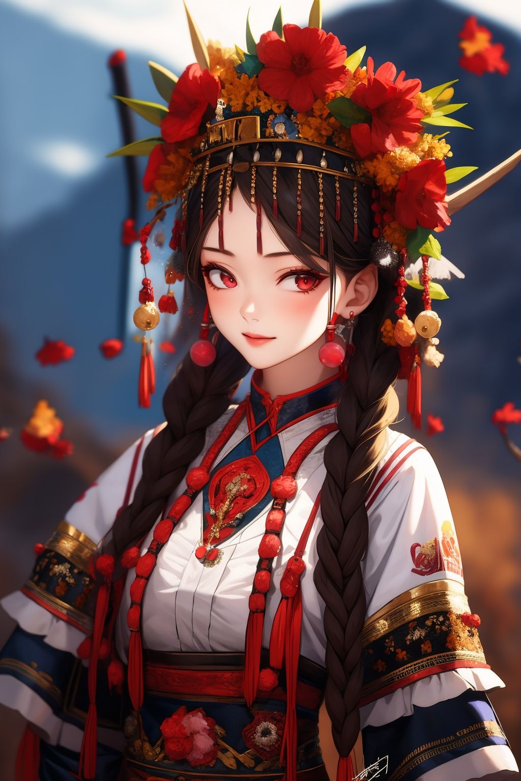 1girl,upper body,<lora:民族:0.9>,