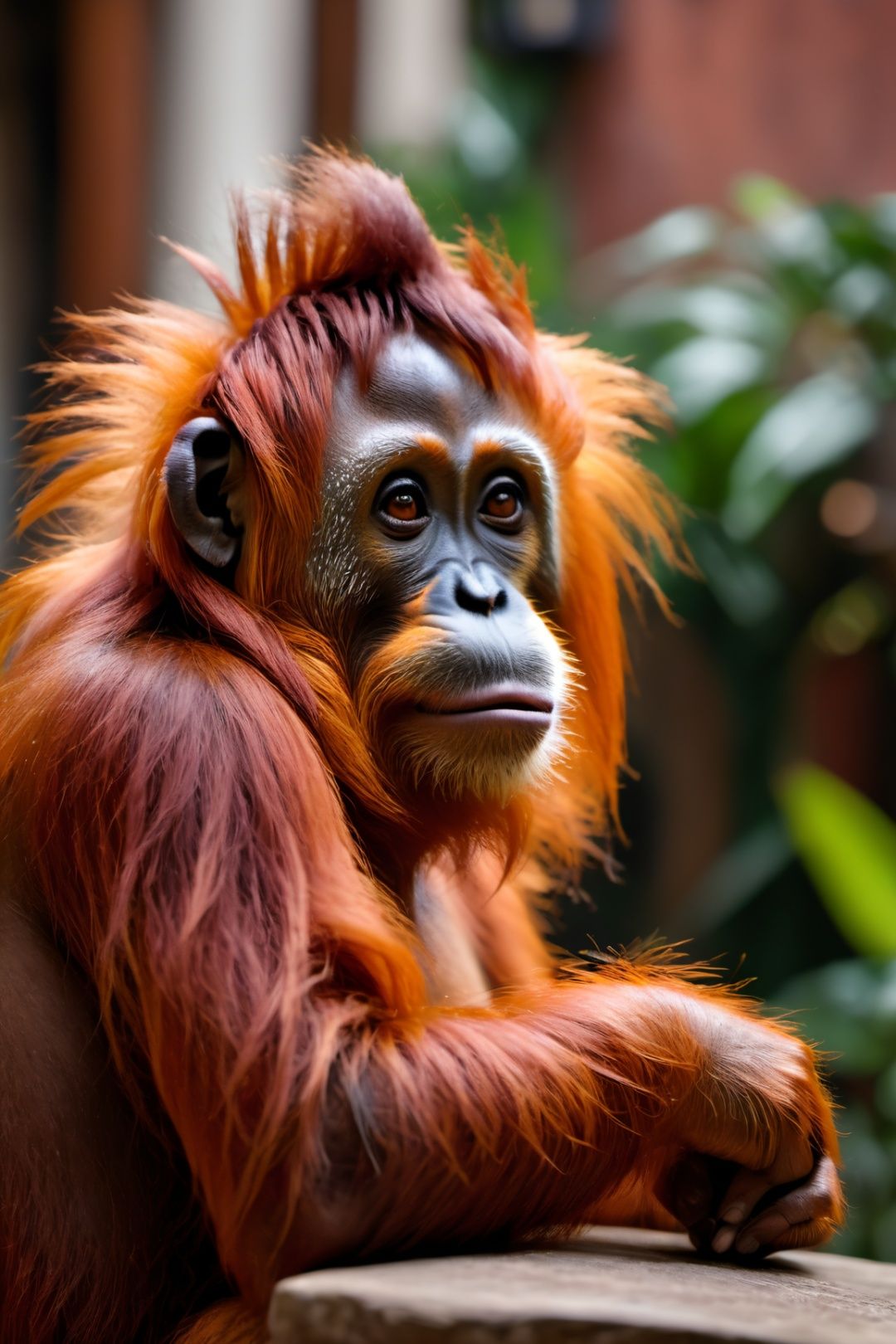 hope sumatran orangutan paint a picture on canvas,  punk,  old town streets on Tensor.Art