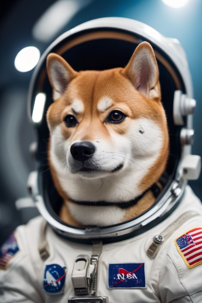 cinematic film still shiba inu as an astronaut . shallow depth of field,  vignette,  highly detailed on Tensor.Art