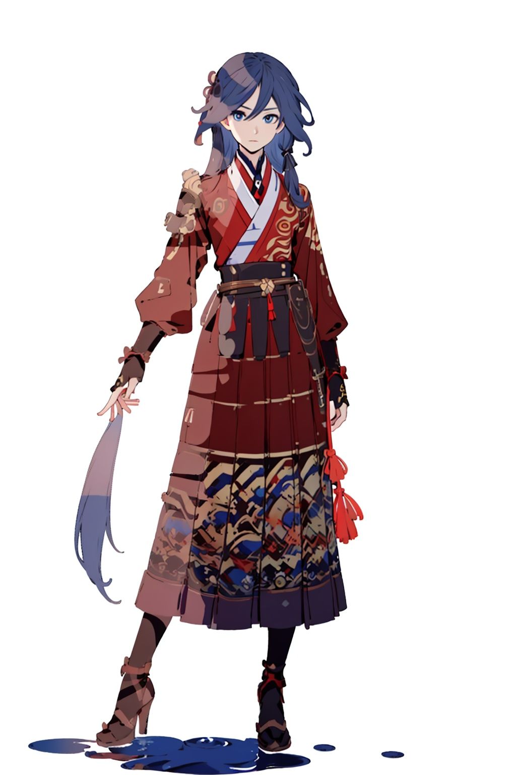(masterpiece:1.3),(the best quality:1.2),(super fine illustrations:1.2),(Masterpiece),high quality,high detail,(white background:1.2),looking at viewer,(SOLO:1.4),outline,simple background,, armor,chinese_clothes,grey_hair,hair_between_eyes,fu_hua,hair_ornament,blue_eyes,
