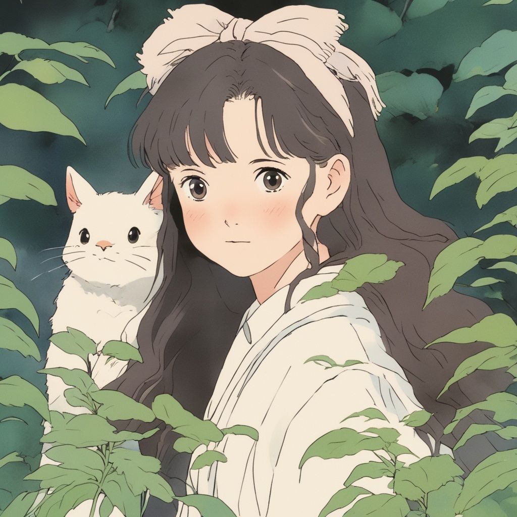 niji style, ghibli style, cute girl