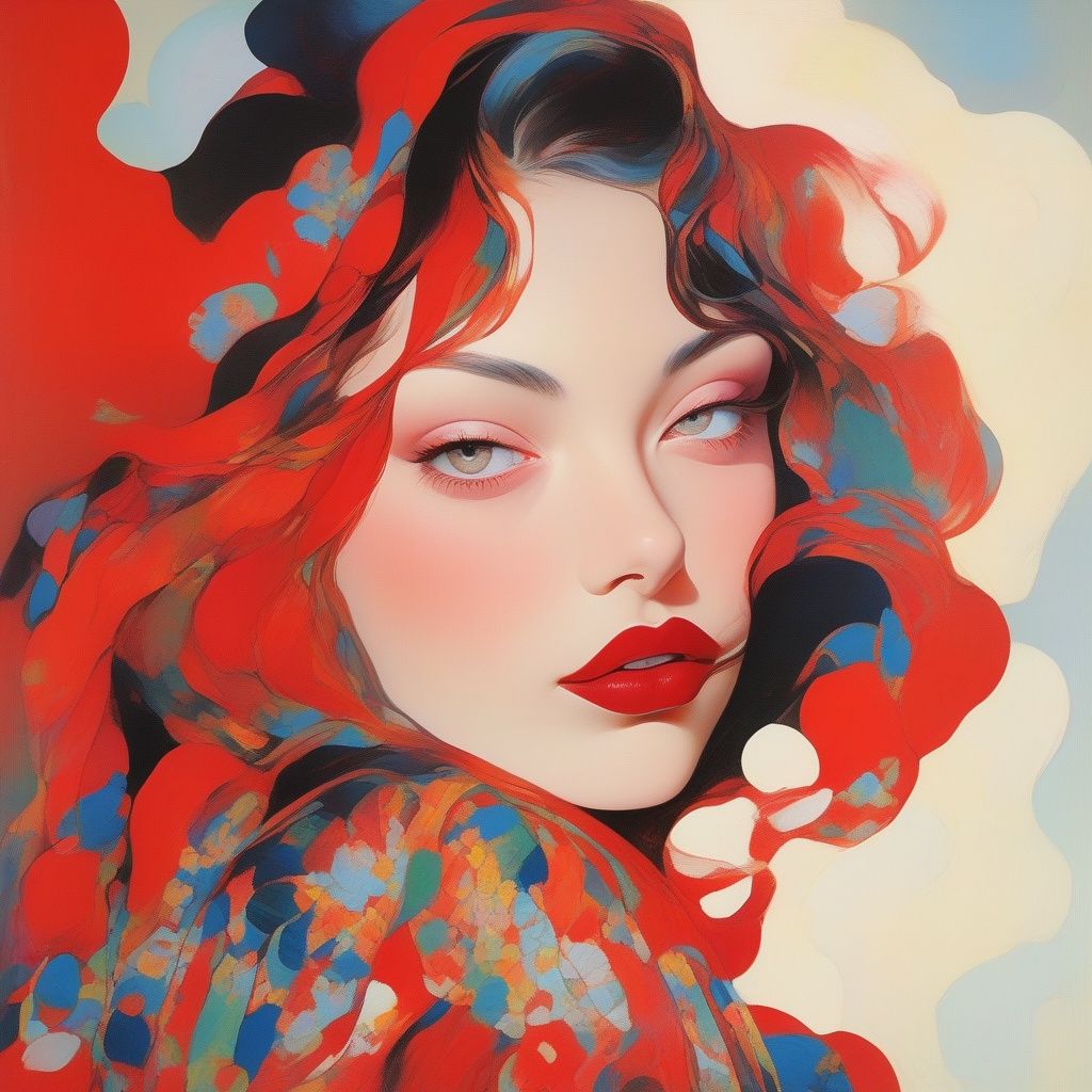 (hight quality,niji style), portrait, 1 sexy girl, red lips, 