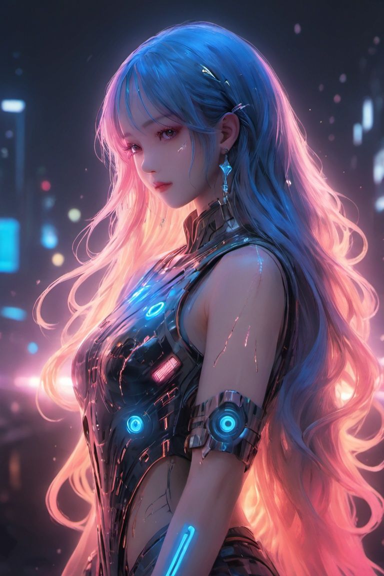 1girl, 20 years old,upper body,hands up, Realistic photos,fashion style,  (masterpiece, best quality:1.2), detailed skin, 8k,magazine style, super detailed,skin texture, cyberpunk, neon-tetora, happy
