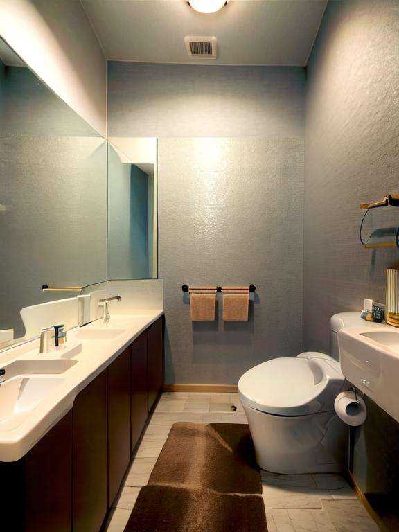 masterpiece, best quality, ultra-detailed, illustration,JMT, indoors, mirror,  sink, ceiling light, toilet, light, scenery, realistic,  <lora:JapaneseModernToilet:1>
