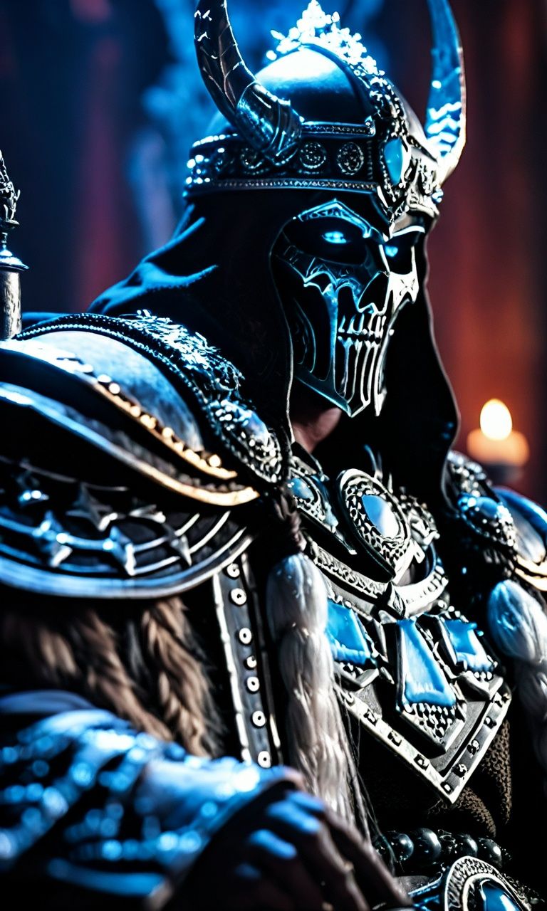 cinematic photo western fantasy,close-up of a lich king with glowing siting in his throne,. 35mm photograph,professional,4k,highly detailed, . 35mm photograph, film, bokeh, professional, 4k, highly detailed