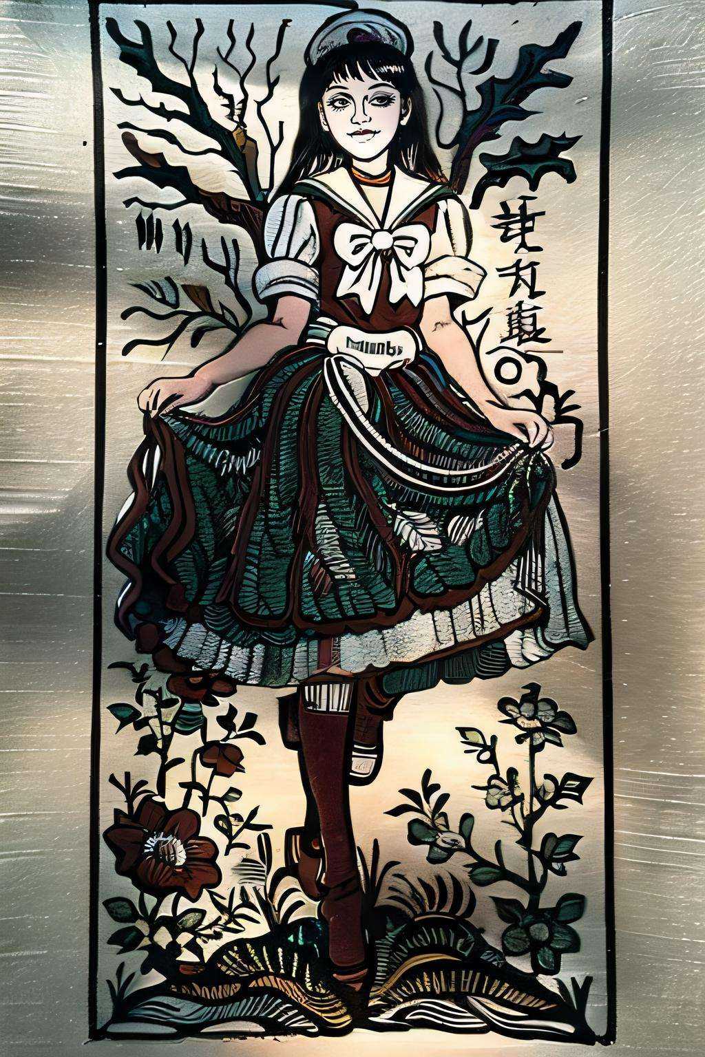 vector,  (((school uniform,  sailor collar))) on Tensor.Art