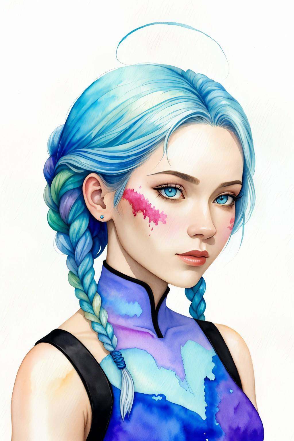 headshot Nichameleon,  focus on face,  wearing a sheath dress on Tensor.Art