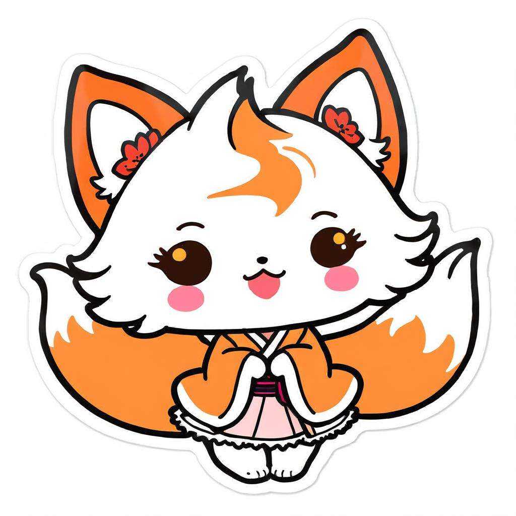 kawaii sticker,  girl,  kitsune on Tensor.Art