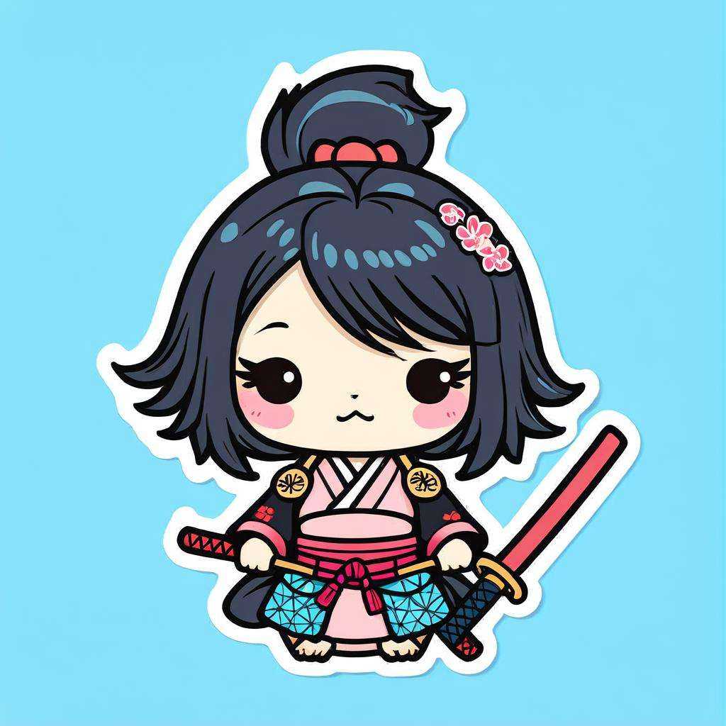 kawaii sticker,  girl,  samurai on Tensor.Art