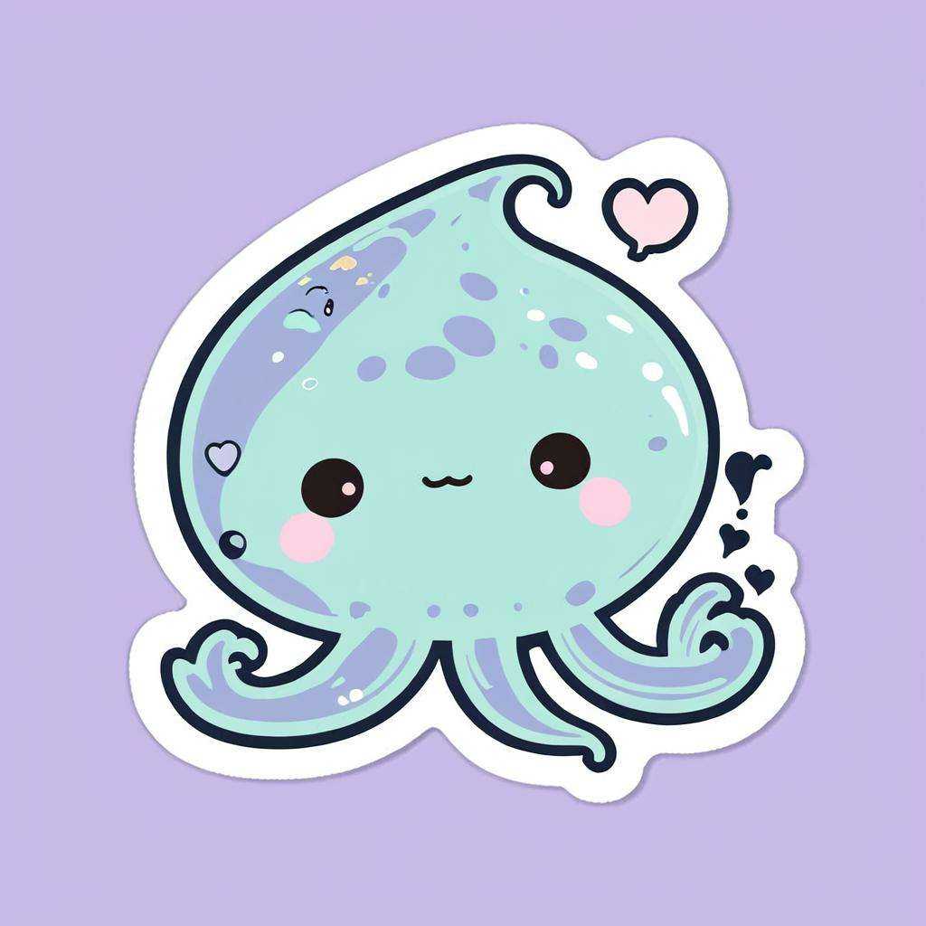 kawaii sticker,  sea green Flumph on Tensor.Art