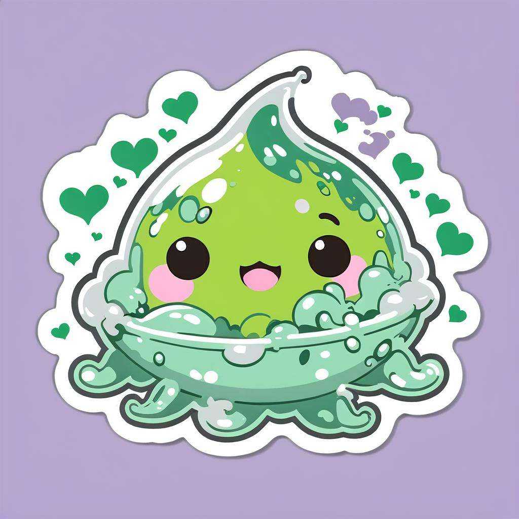 kawaii sticker,  shiny green Gray Ooze on Tensor.Art