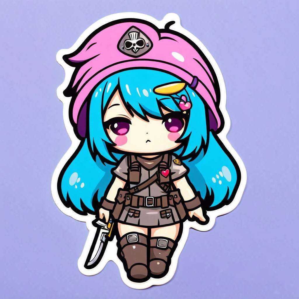 kawaii sticker,  girl,  mercenary on Tensor.Art