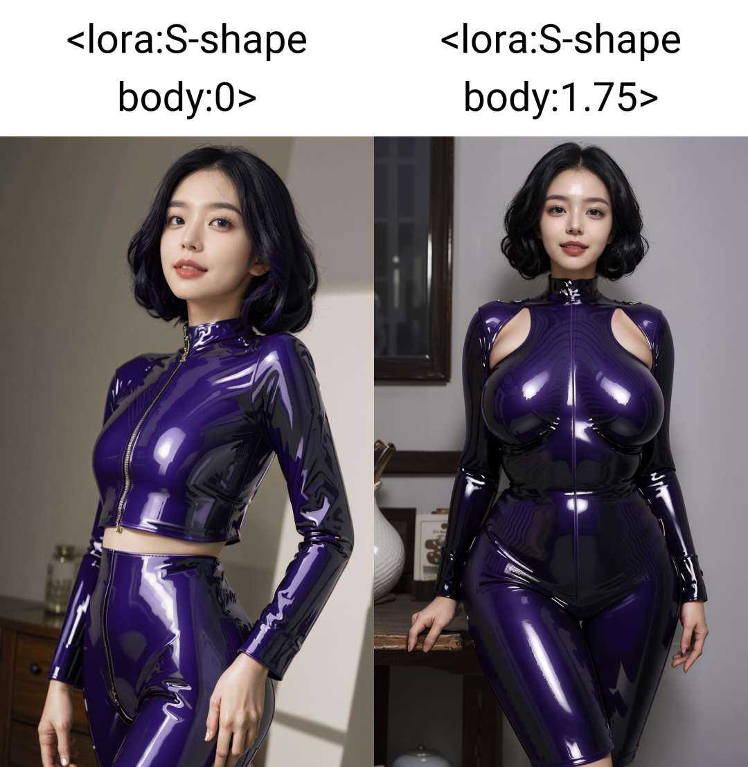 masterpiece,best quality,1girl,,moyou,<lora:S-shape body:0>,(purple latex:1.5)