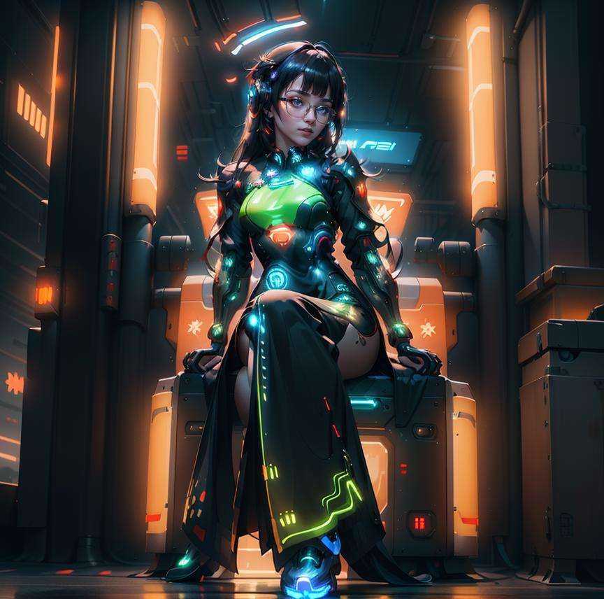 1 girl,  solo,  sitting on Tensor.Art