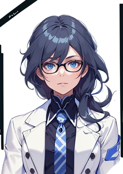 (masterpiece:1.3),(the best quality:1.2),(super fine illustrations:1.2),(Masterpiece),high quality,high detail,(white background:1.2),looking at viewer,(SOLO:1.4),outline,simple background, <lora:白夜:0.8> hair_between_eyes, glasses, suit, fu_hua, blue_eyes