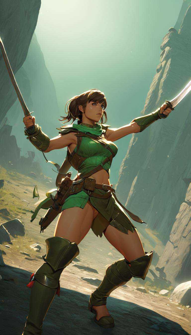 Cinematic scene,  hero view,  female ranger on Tensor.Art