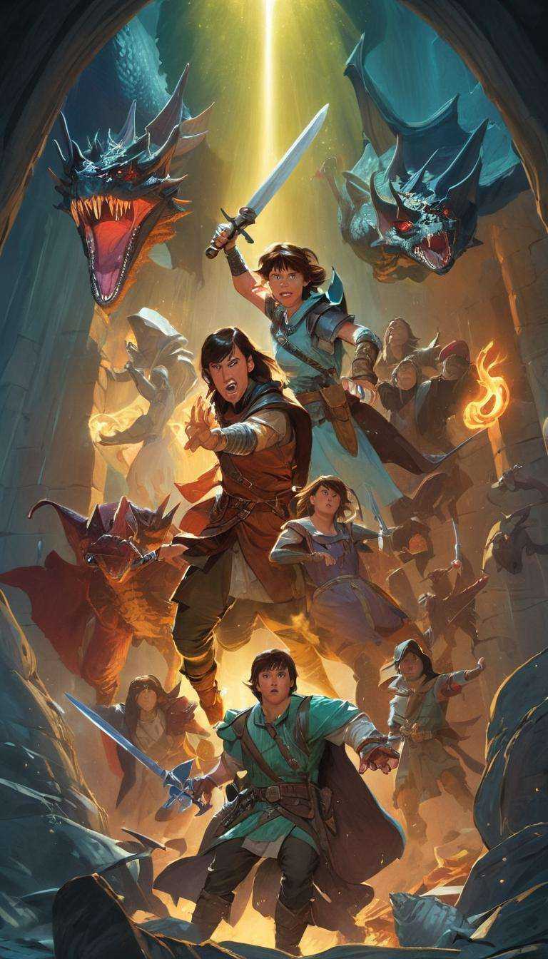 Cinematic scene,  movie cover of Dungeons & Dragons,  detailed background on Tensor.Art
