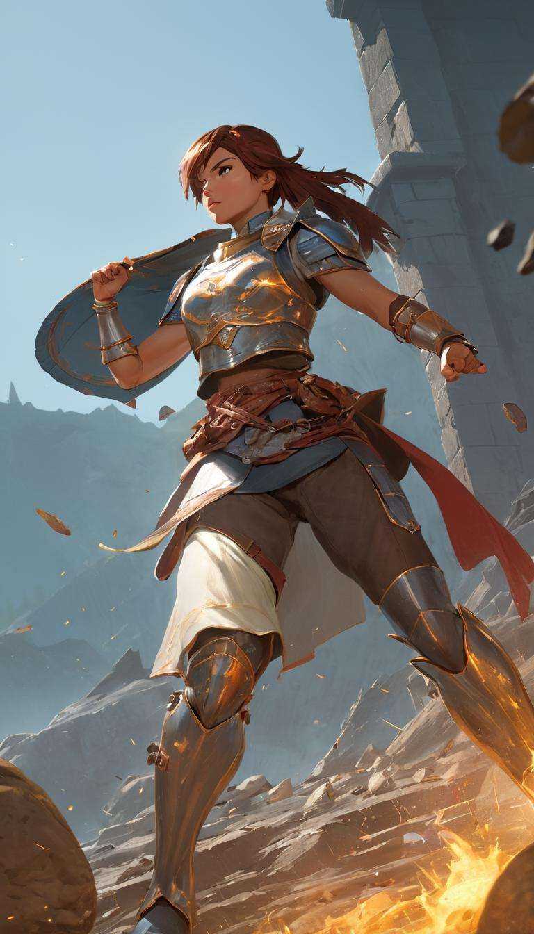 Cinematic scene,  hero view,  female fighter on Tensor.Art