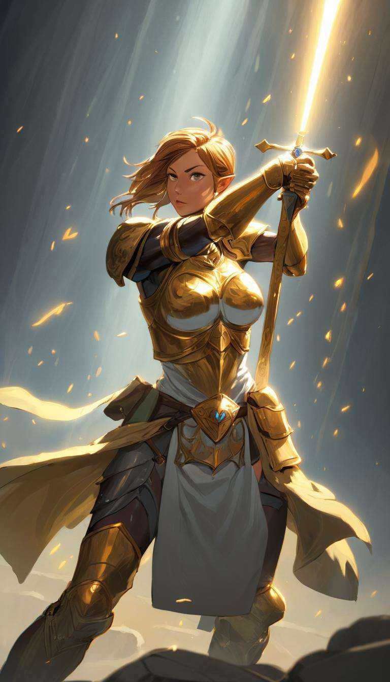 Cinematic scene,  hero view,  female paladin on Tensor.Art