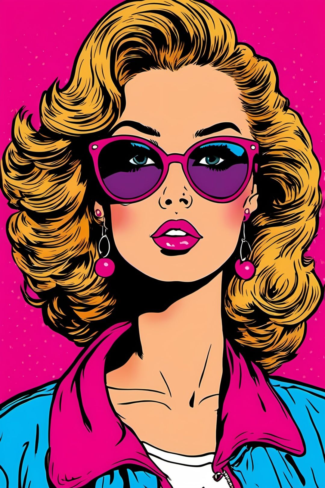 pop art, 1girl, 80s style, high_resolution, high detail, 