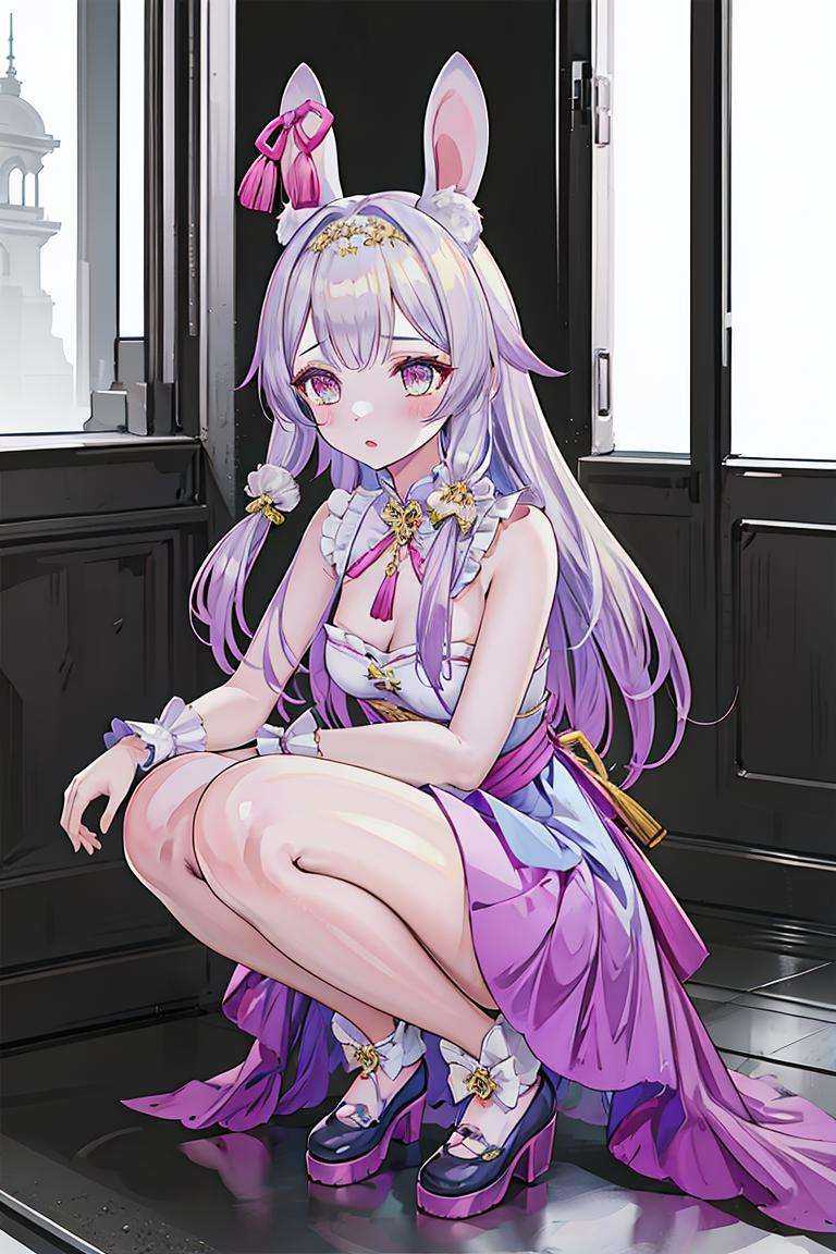 Reine,1girl, masterpiece, best quality,dress,squatting