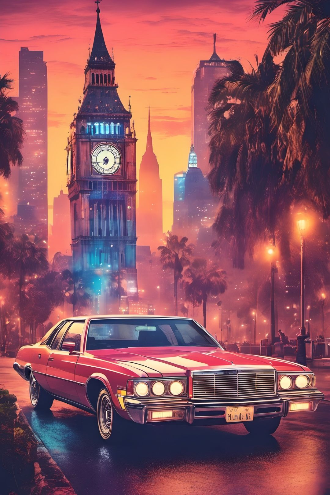 retro style, car, art, high_resolution, high detail, 