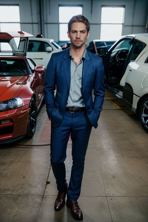 cinematic photo ((Full-Body Shot)),  p4ul wearing a mechanic's suit,  in a car repair shop by Hex4 on Tensor.Art