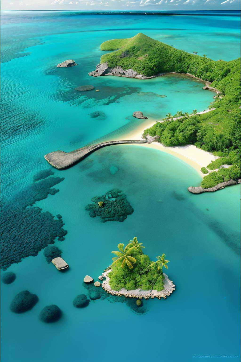 Crystal-clear waters of a tropical paradise,  landscape:0.6,  island beauty:0.7 on Tensor.Art