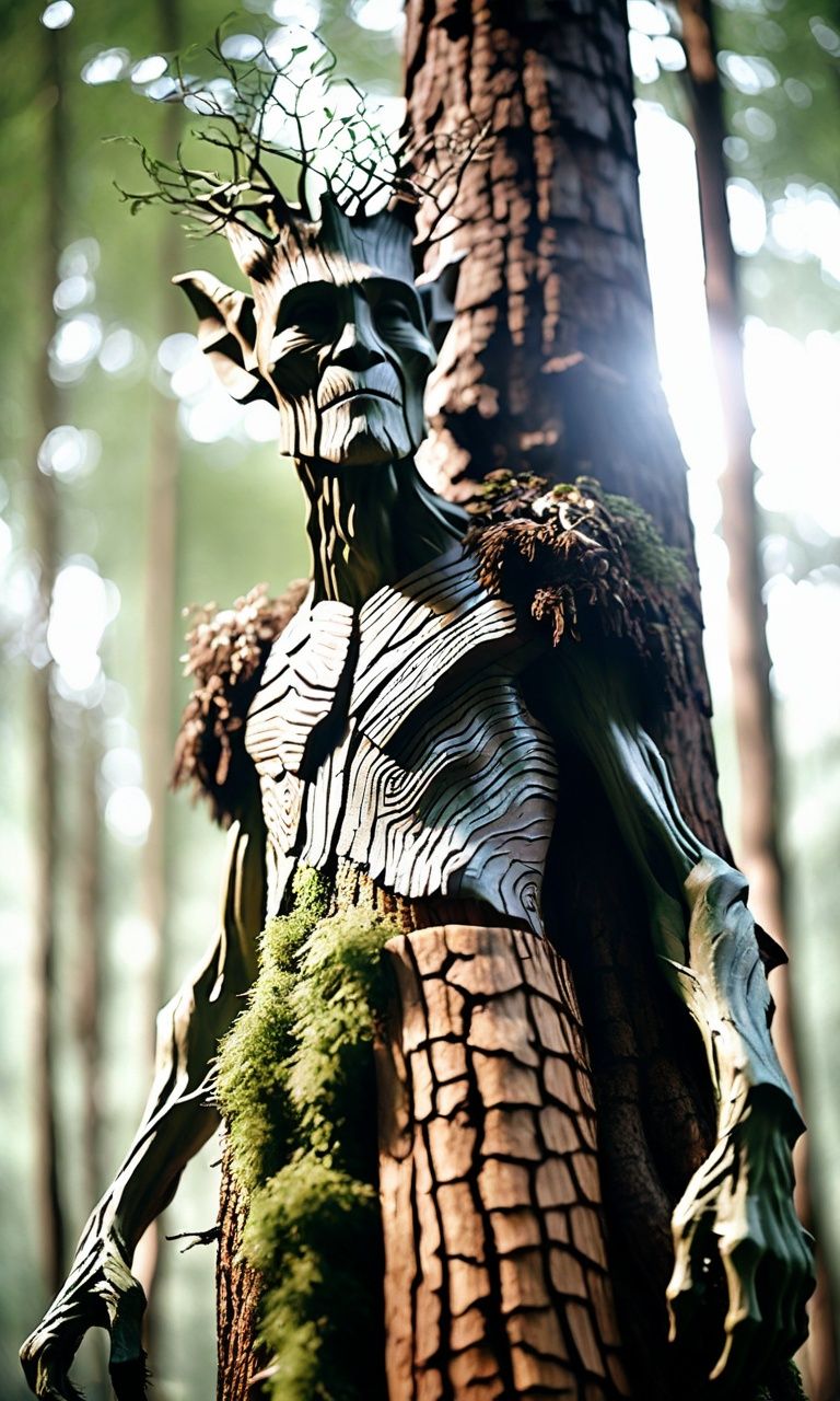 cinematic photo  Cinematic movie still,lifelike portrayal of a treant,ancient tree-like being,bark-covered skin,wise and rooted,guardian of the forest. High quality,natural lighting . 35mm photograph,film,bokeh,professional,4k,highly detailed,