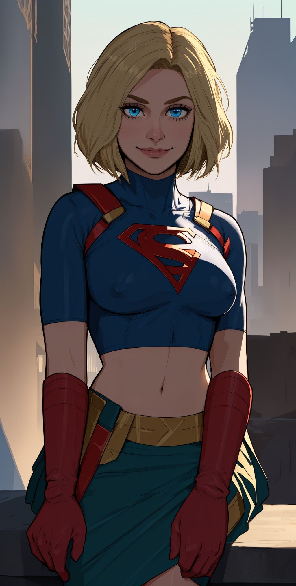 kara,  short blonde hair,  blue eyes on Tensor.Art