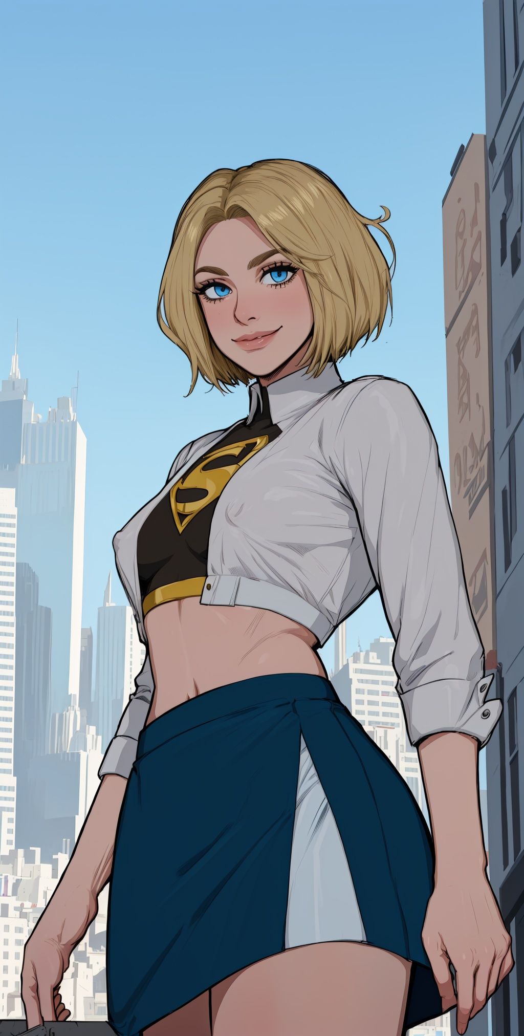 kara,  short blonde hair,  blue eyes on Tensor.Art