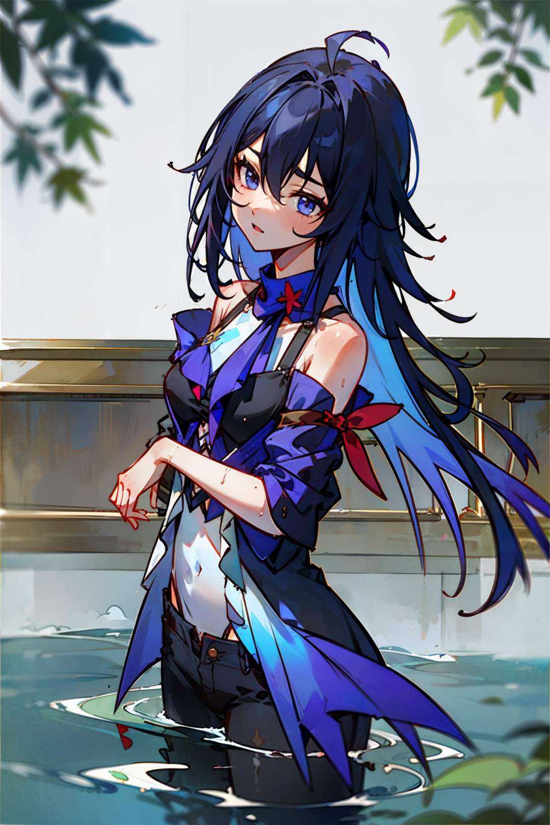 <lora:bengtie_Seele_v1.0:0.9>,Seele\(character\),foliage,cloud,mountain,fluttering leaves,leaves in the water,maple leaves that fall on the water,back to the water,daytime,water background,waves,close your eyes,get wet,best quality,masterpiece,illustration,extremely detailed,CG,unity,8k wallpaper,Amazing,finely detail,masterpiece,best quality,official art,extremely detailed CG unity 8k wallpaper,absurdres,incredibly absurdres,ultra-detailed,highres,