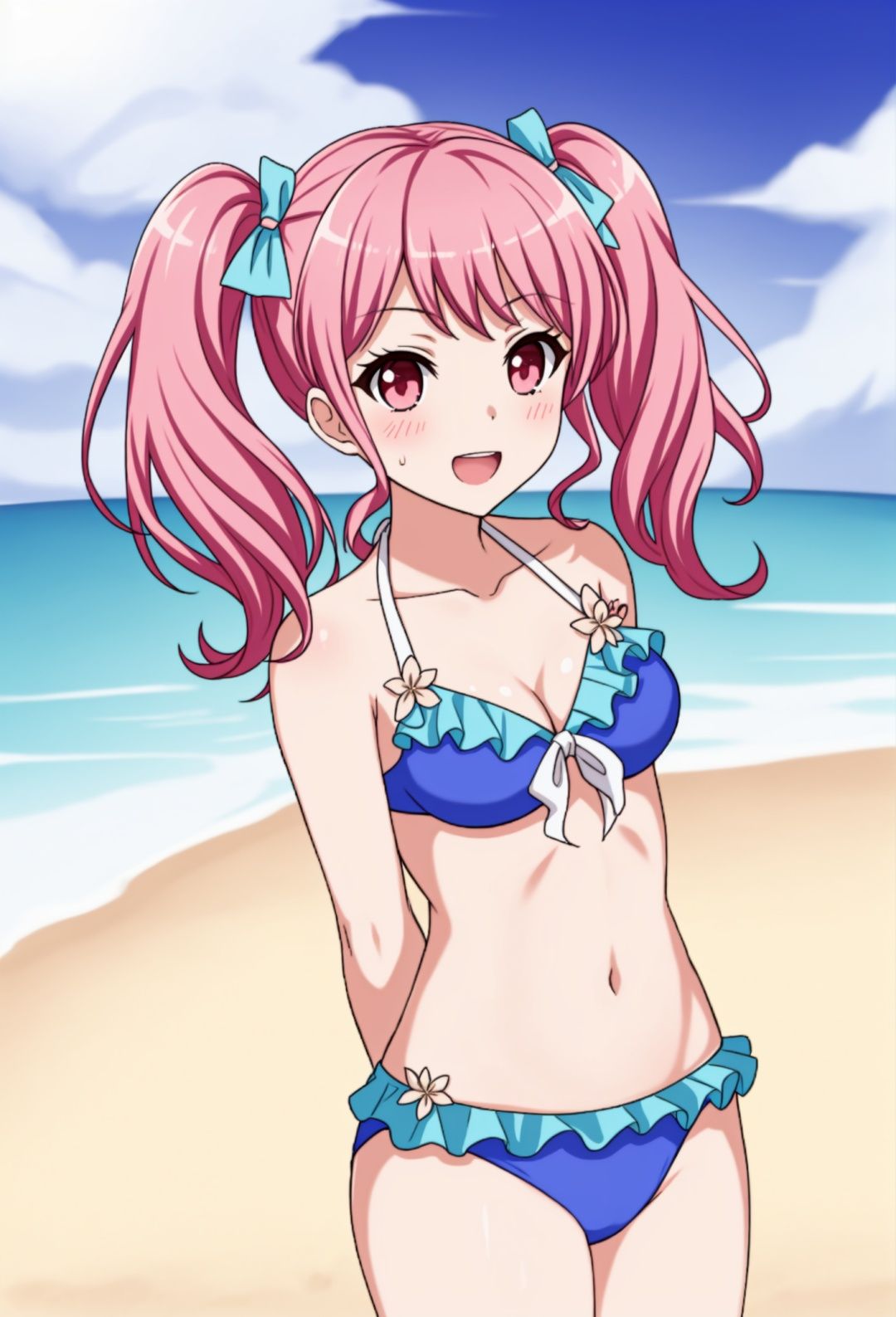 beach，twintails，masterpiece, best quality, bikini,cleavage