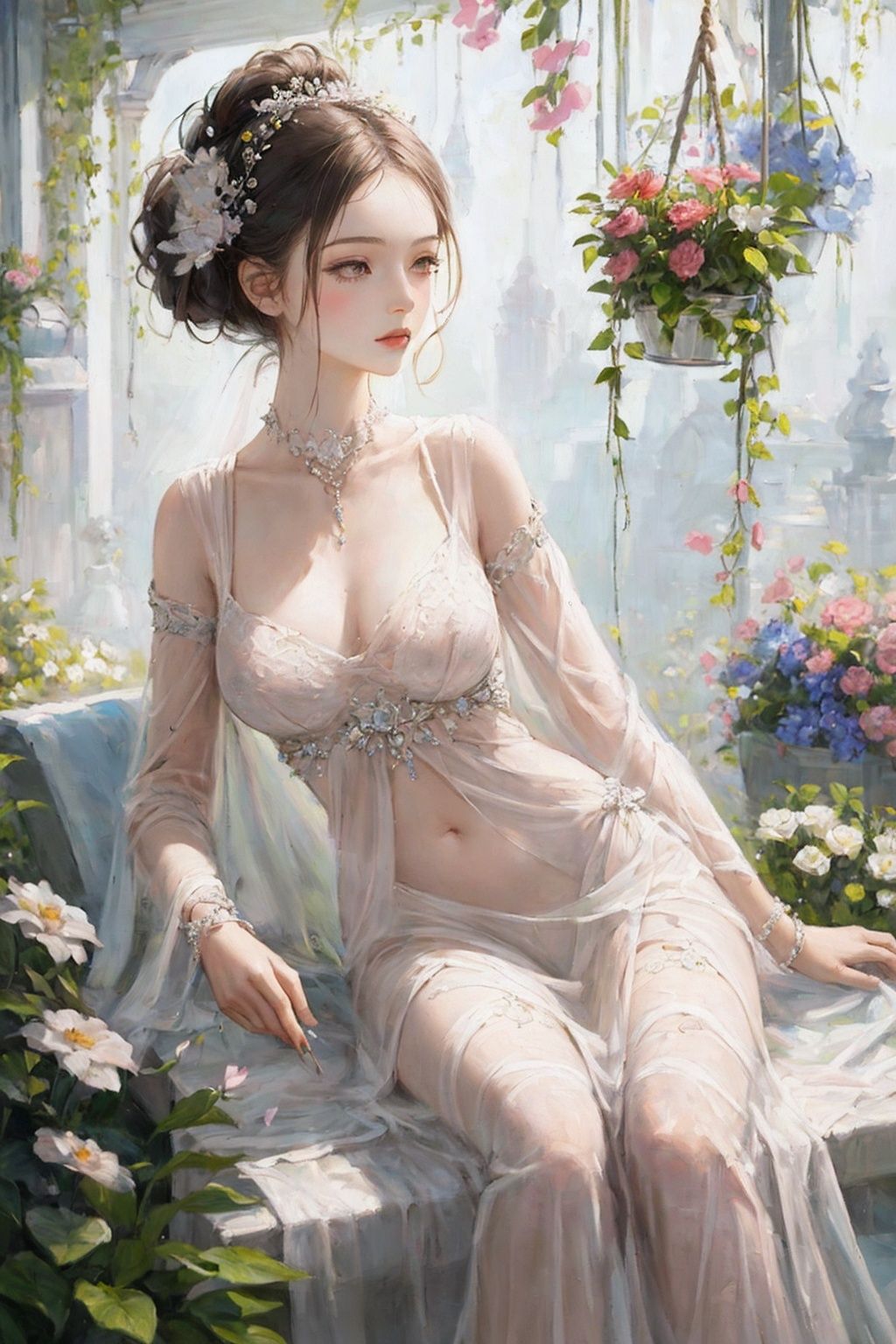 1girl,white pink theme, garden,<lora:qingsha_mix_46:1>,, (((masterpiece,best quality))),((good structure,Good composition,good atomy)), ((clear, original,beautiful)),