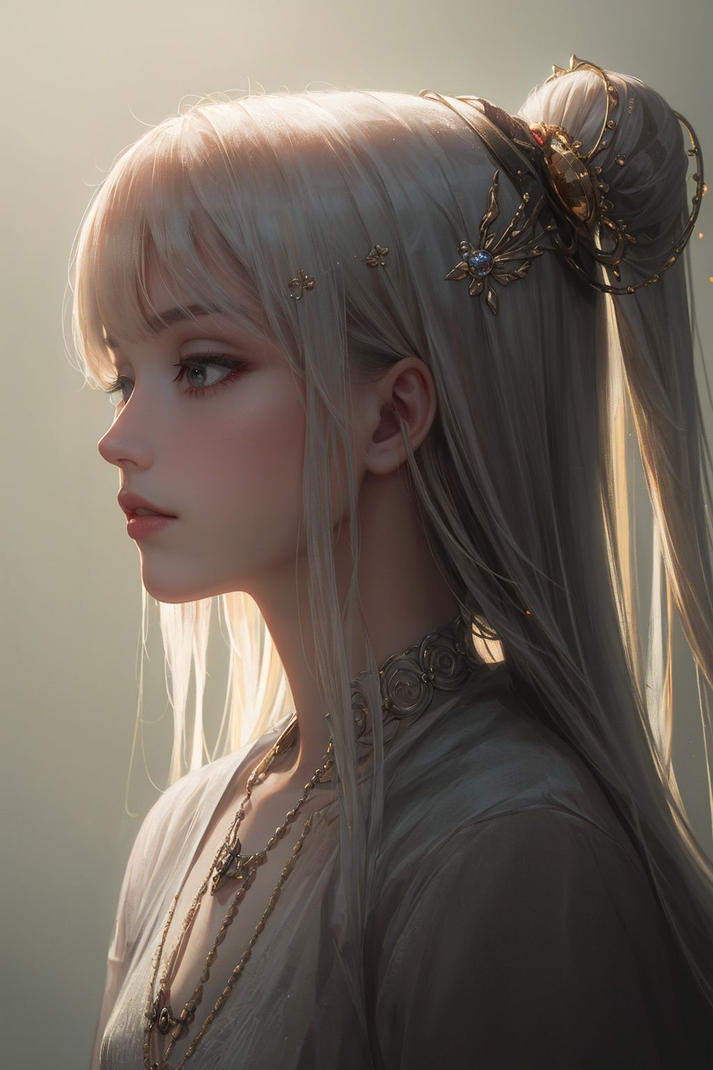 (((masterpiece,best quality))),((good structure)),((Good composition)), ((clear, original,beautiful)), (clear details, clear light,clear structure),(high res raw,4K,8k),official art,((ultra high res,photorealistic,realistic,best quality,photo-realistic)), ( raw photo, best quality, masterpiece),(photon mapping, radiosity, physically-based rendering,automatic white balance), 1girl,long hair,jewely,white theme,qingsha,